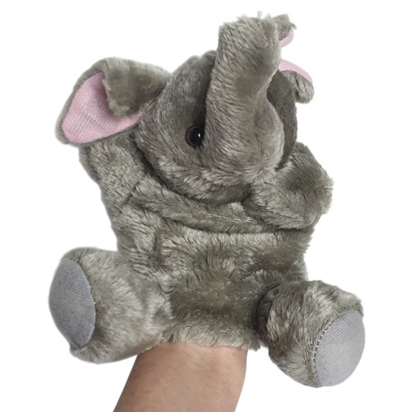 Gray Elephant Hand Puppet Dramatic Role Play Puppetry 11" Plush Toy - Picture 7 of 11
